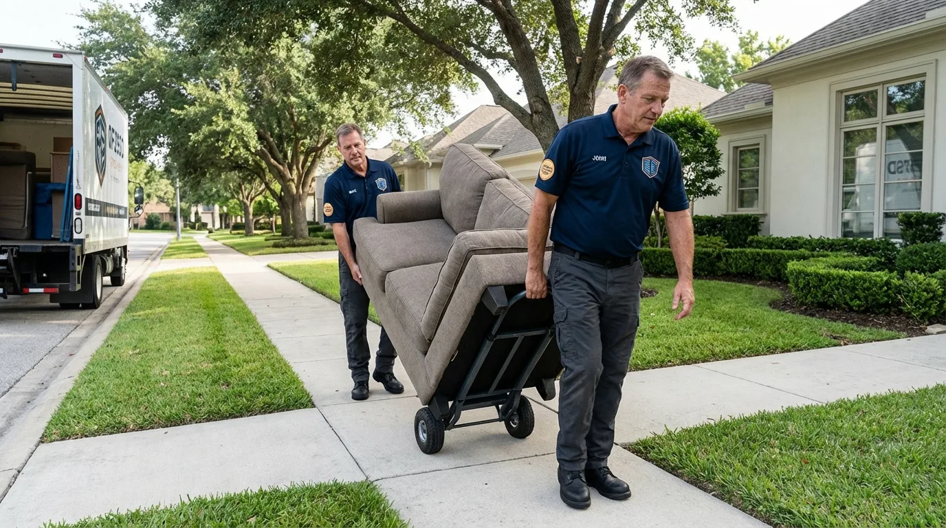 Local residential moving crew loading furniture in Hollandale, MS