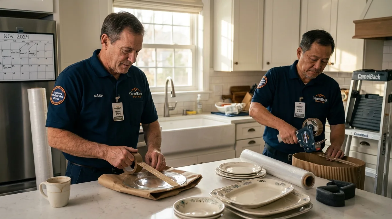 Professional crew packing kitchen dishware in Hollandale, MS